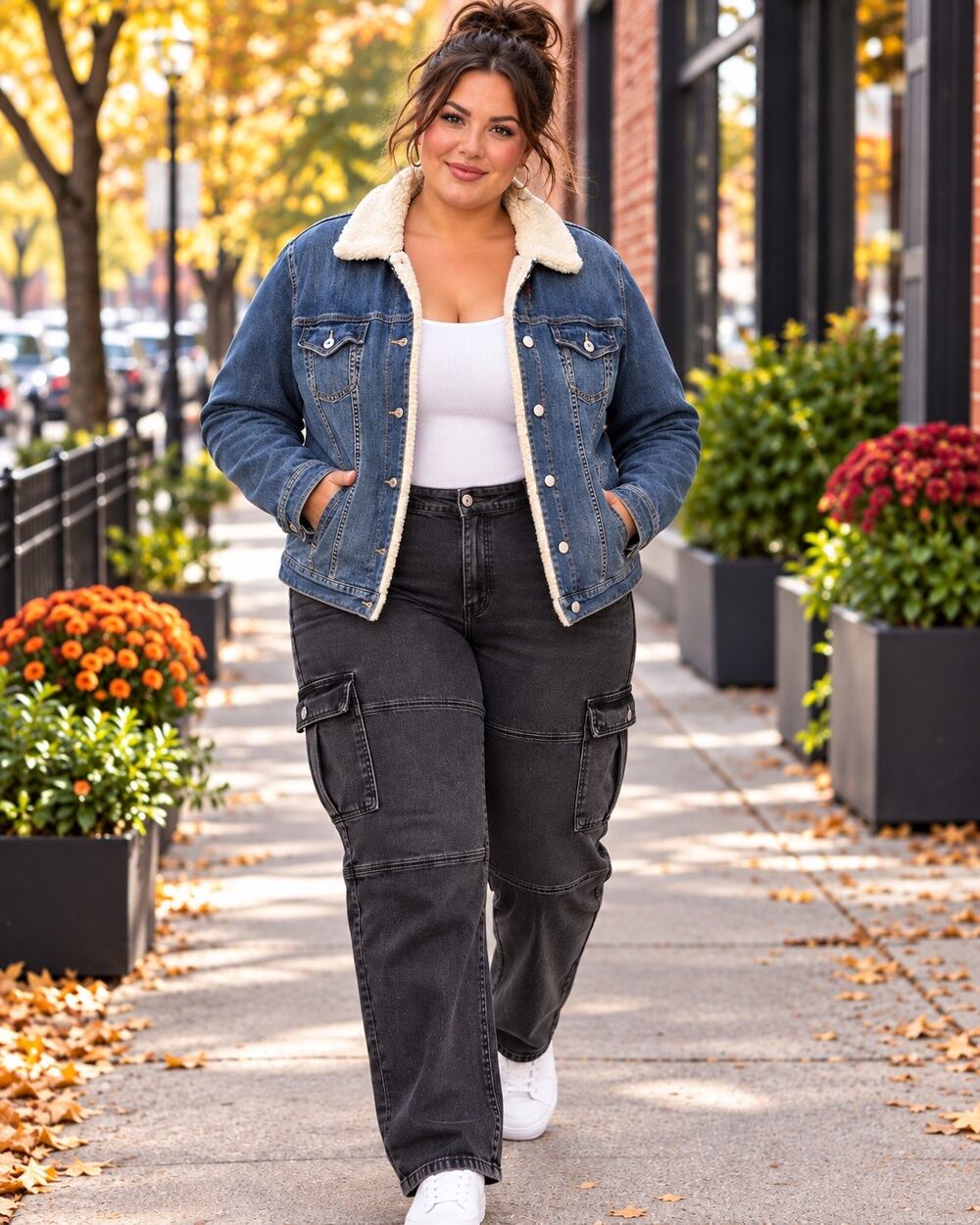 Torrid Size 3 Denim Jacket Sherpa Collar Plaid Lined Stretch Trucker Plus 22 24